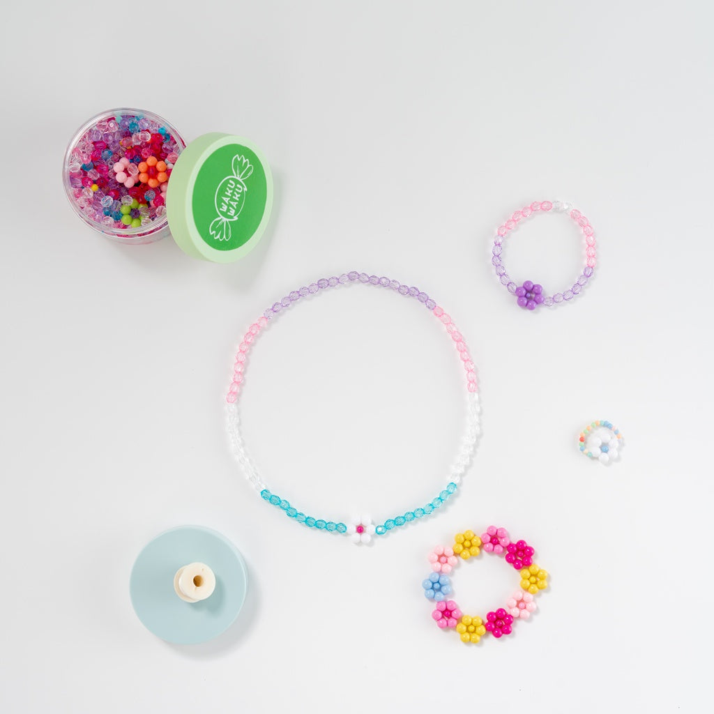 Daisy Beaded Bracelet, Necklace DIY Kit, Jewellery Making Kit, Blossom Kit