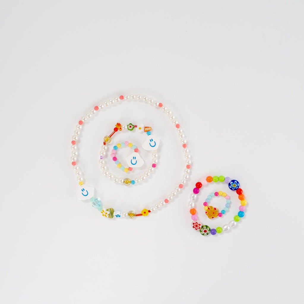 "Smiley Cloud" Jewellery Making Kit, Necklace Bracelet Ring DIY Kit, Ceramic Bead